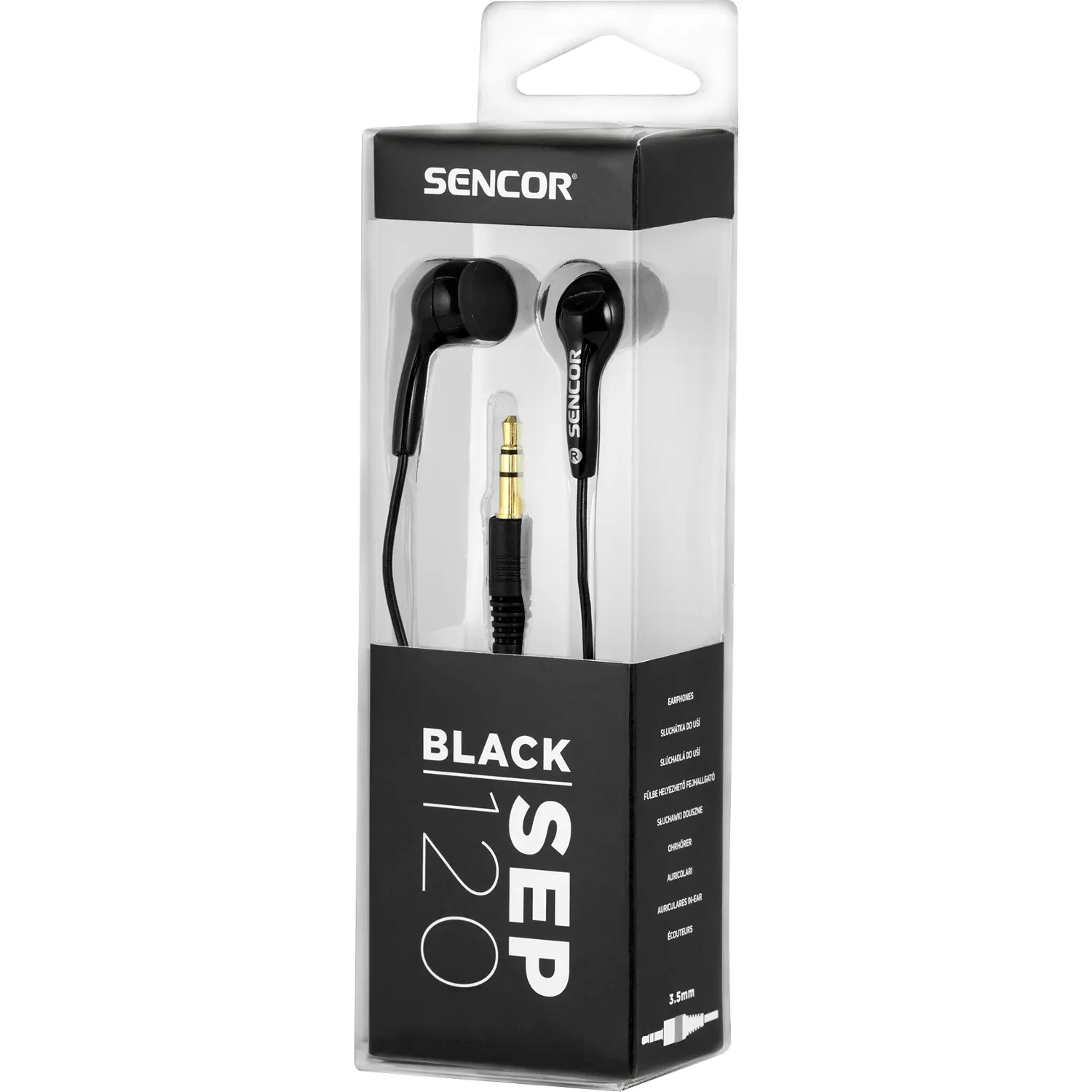 sencor sep 120 black drátová sluchátka Sencor SEP 120 BLACK Drátová sluchátka – produktové foto
