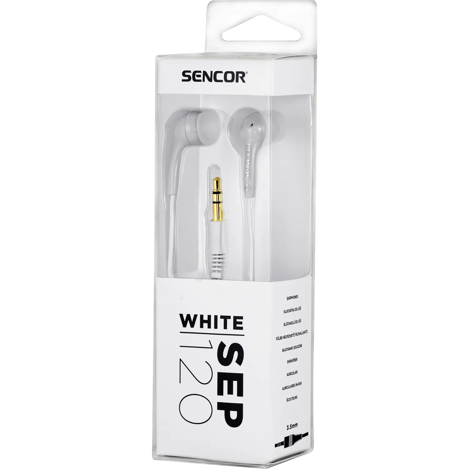 sencor sep 120 white drátová sluchátka Sencor SEP 120 WHITE Drátová sluchátka – produktové foto