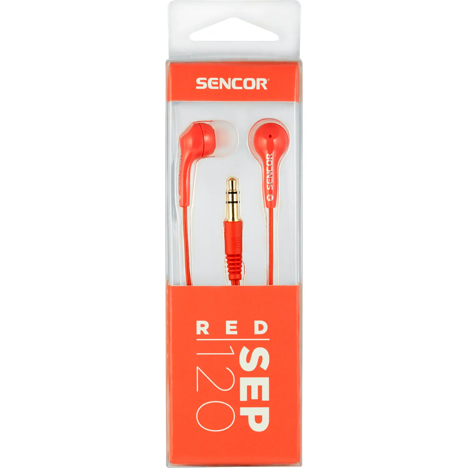sencor sep 120 red drátová sluchátka Sencor SEP 120 RED Drátová sluchátka – produktové foto