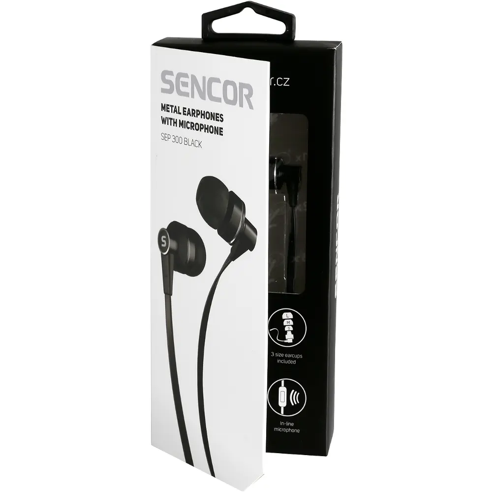 sencor sep 300 mic black drátová sluchátka Sencor SEP 300 MIC BLACK Drátová sluchátka – produktové foto
