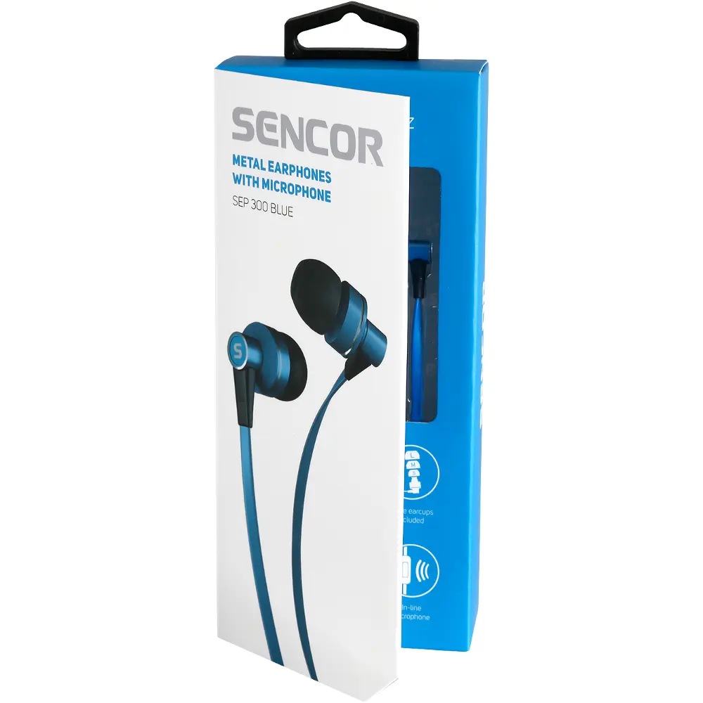 sencor sep 300 mic blue drátová sluchátka Sencor SEP 300 MIC BLUE Drátová sluchátka – produktové foto