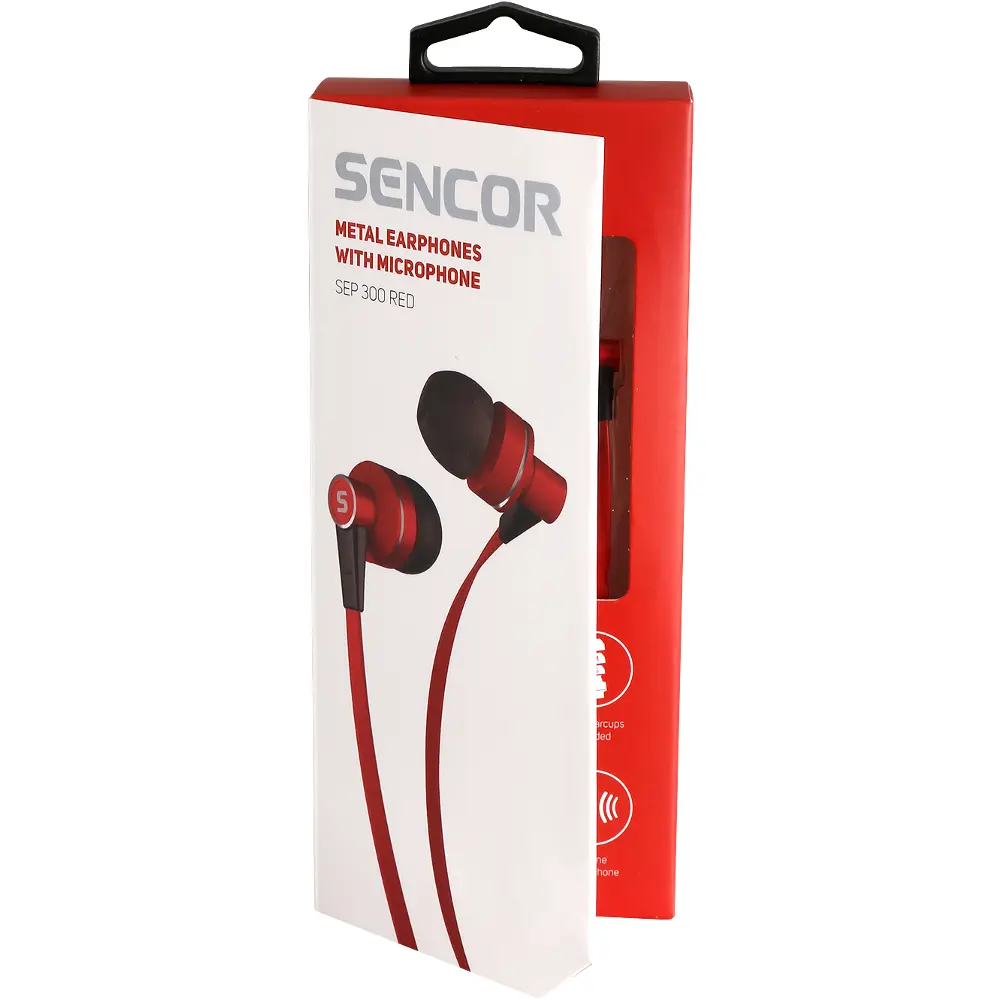 sencor sep 300 mic red drátová sluchátka Sencor SEP 300 MIC RED Drátová sluchátka – produktové foto