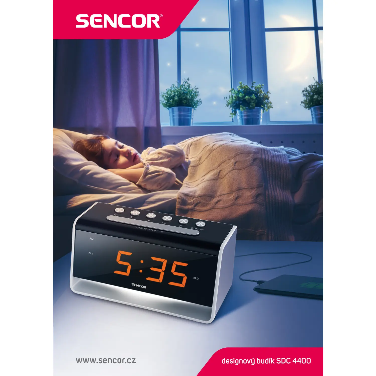 sencor sdc 4400w budík Sencor SDC 4400W Budík – produktové foto