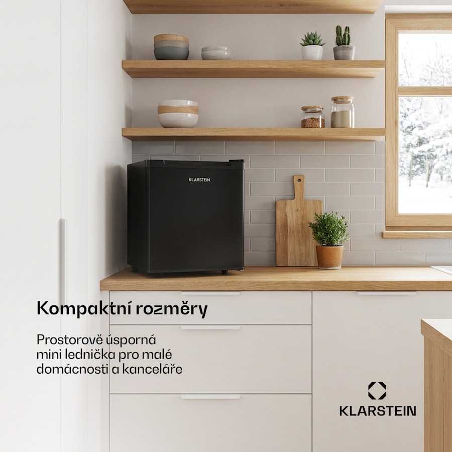 klarstein silent cool, lednice, 30 l, arctic fox cooling, energetická třída f, černá klarstein silent cool, lednice, 30 l, arctic fox cooling, energetická třída f, černá