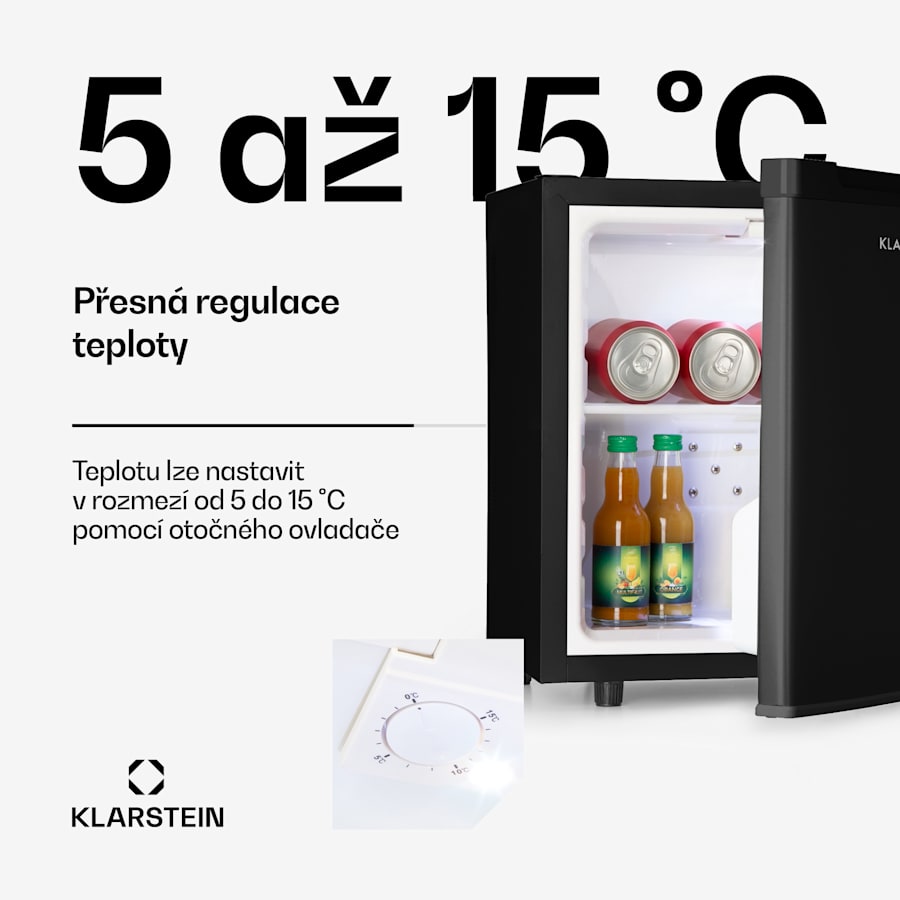 klarstein silent cool, lednice, 30 l, arctic fox cooling, energetická třída f, černá klarstein silent cool, lednice, 30 l, arctic fox cooling, energetická třída f, černá