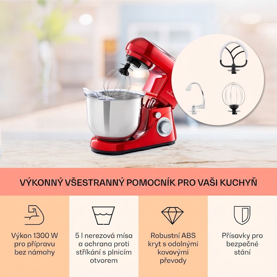 klarstein bella pico 2g, kuchyňský robot, 1300 w, 1,7 hp, 6 stupňů, 5 l klarstein bella pico 2g, kuchyňský robot, 1300 w, 1,7 hp, 6 stupňů, 5 l