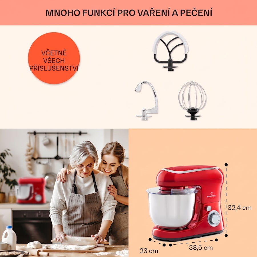 klarstein bella pico 2g, kuchyňský robot, 1300 w, 1,7 hp, 6 stupňů, 5 l klarstein bella pico 2g, kuchyňský robot, 1300 w, 1,7 hp, 6 stupňů, 5 l