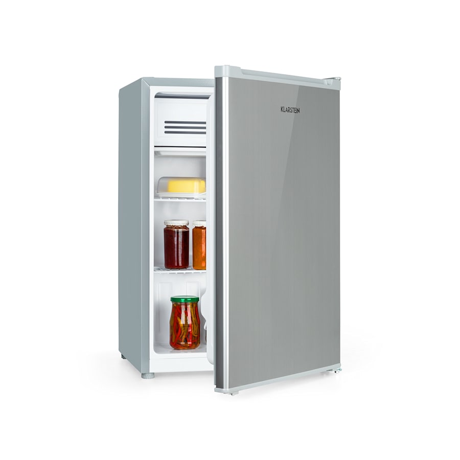 klarstein delaware, lednice, mrazící prostor, 75 l/4 l, energetická třída e, kompresní, stříbrná/šedá