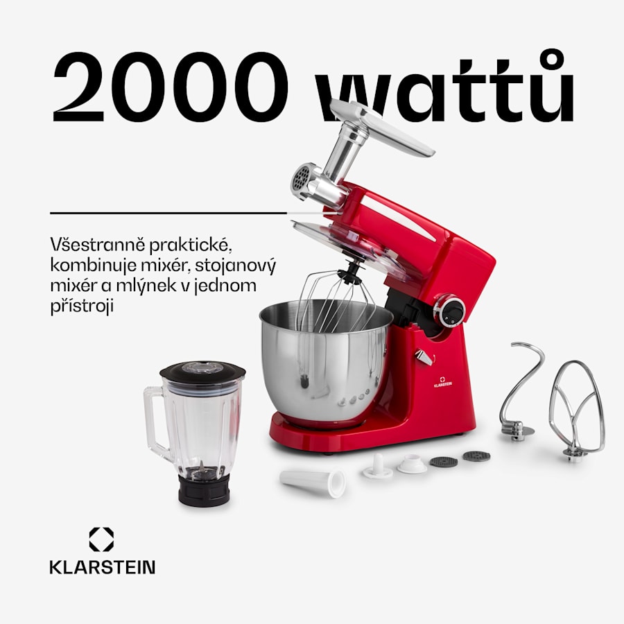 klarstein renata rossa, kuchyňský robot, 3 v 1, 2000 w, 2,7 hp, 10 l, nerezová ocel, bez bpa klarstein renata rossa, kuchyňský robot, 3 v 1, 2000 w, 2,7 hp, 10 l, nerezová ocel, bez bpa