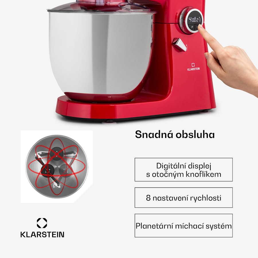 klarstein renata rossa, kuchyňský robot, 3 v 1, 2000 w, 2,7 hp, 10 l, nerezová ocel, bez bpa klarstein renata rossa, kuchyňský robot, 3 v 1, 2000 w, 2,7 hp, 10 l, nerezová ocel, bez bpa