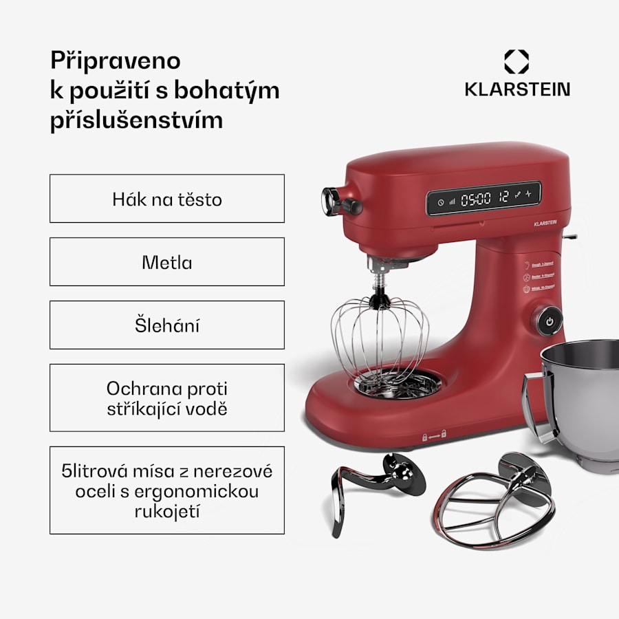 klarstein chiara kuchyňský robot, 1600 w, 12 nastavení, mísa z nerezavějící oceli, lcd displej, včetně příslušenství klarstein chiara kuchyňský robot, 1600 w, 12 nastavení, mísa z nerezavějící oceli, lcd displej, včetně příslušenství