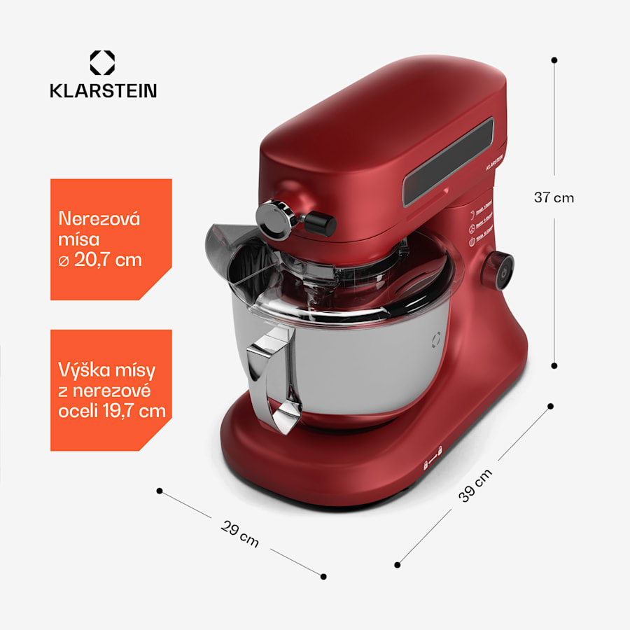 klarstein chiara kuchyňský robot, 1600 w, 12 nastavení, mísa z nerezavějící oceli, lcd displej, včetně příslušenství klarstein chiara kuchyňský robot, 1600 w, 12 nastavení, mísa z nerezavějící oceli, lcd displej, včetně příslušenství